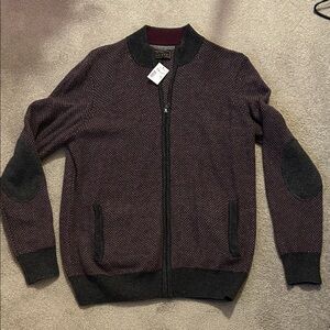 Jos. A. Bank Maroon and Charcoal Zip-Up Sweater